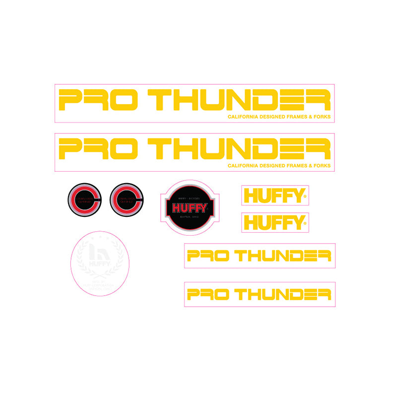 1981 Huffy Pro Thunder decal set for BMX yellow