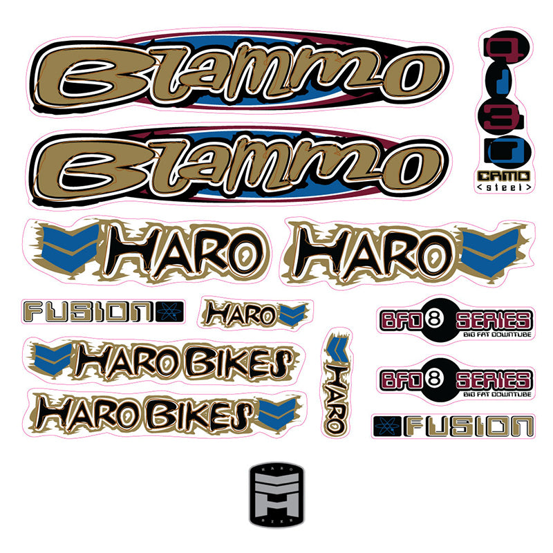 HARO FST BMX Sticker Decal - Black/Blue/Mint (Reproduction)