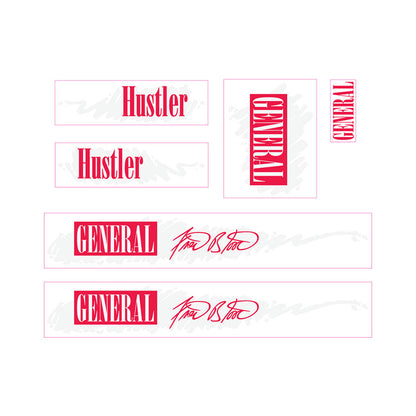 1986-1987-1988 General Hustler Fred Blood decals set BMX black frame 1