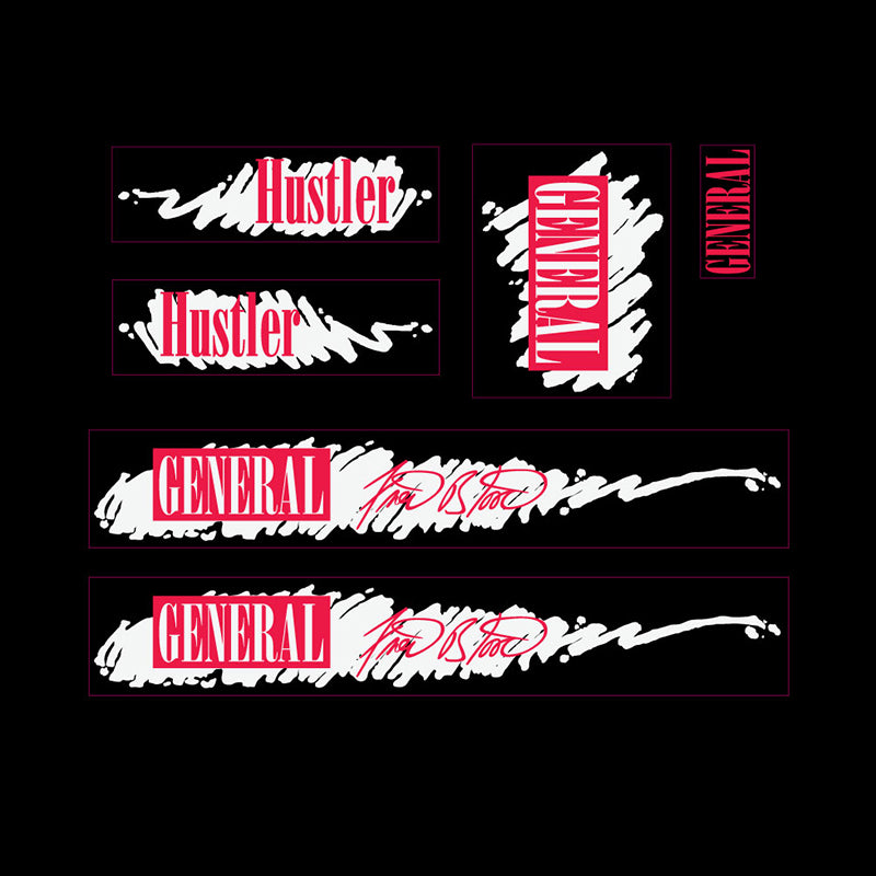 1986-1987-1988 General Hustler Fred Blood decals set BMX black frame 1