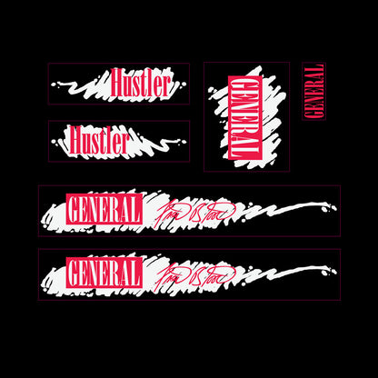 1986-1987-1988 General Hustler Fred Blood decals set BMX black frame 1