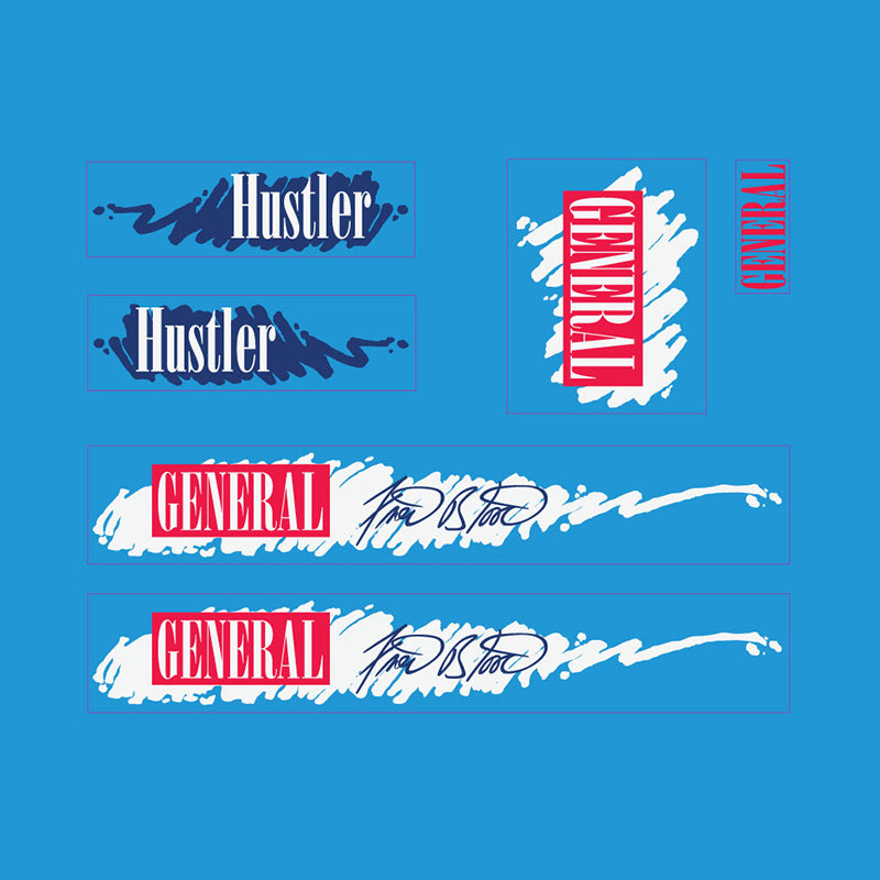 1986-1987-1988 General Hustler Fred Blood decals set BMX blue frame 2