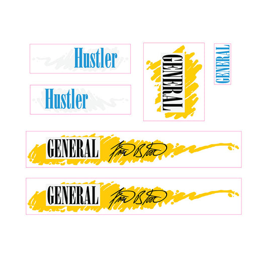 1986-1987-1988 General Hustler Fred Blood decals set BMX red frame 1