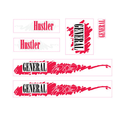 1986-1987-1988 General Hustler Fred Blood decals set BMX yellow frame 1