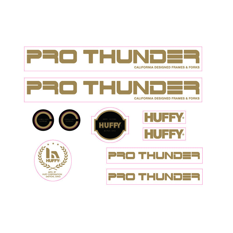1981 Huffy Pro Thunder decal set for BMX gold
