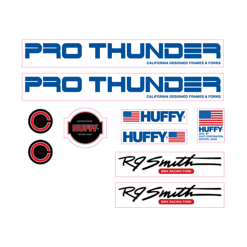 1982 Huffy Pro Thunder decal set for BMX Blue